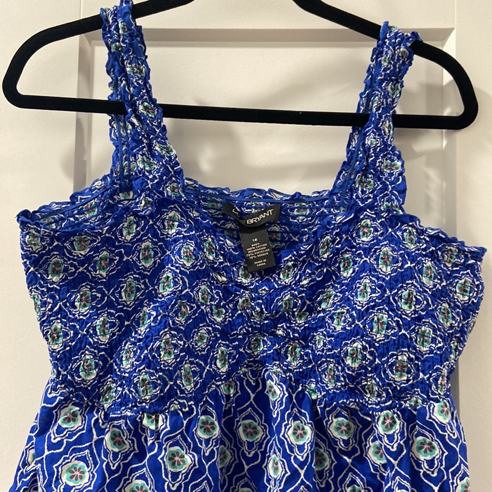Lane Bryant 16 smock blue and teal tank EUC - Picture 3 of 12